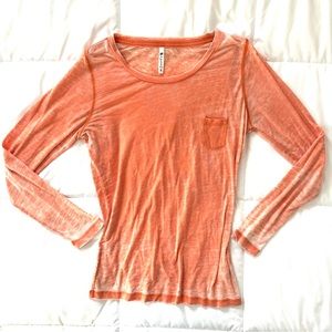 Orange Long Sleeve Pocket Tee